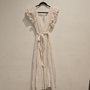 Astr Cream Ruffle Maxi Dress